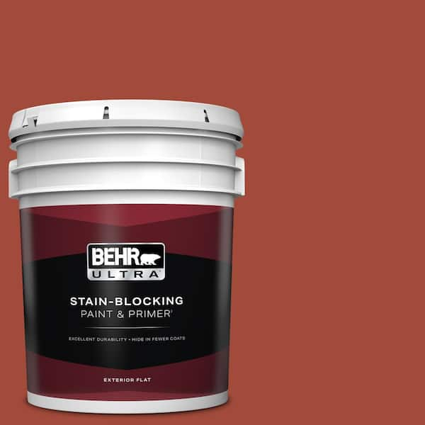 BEHR ULTRA 5 gal. #200D-7 Rodeo Red Flat Exterior Paint & Primer