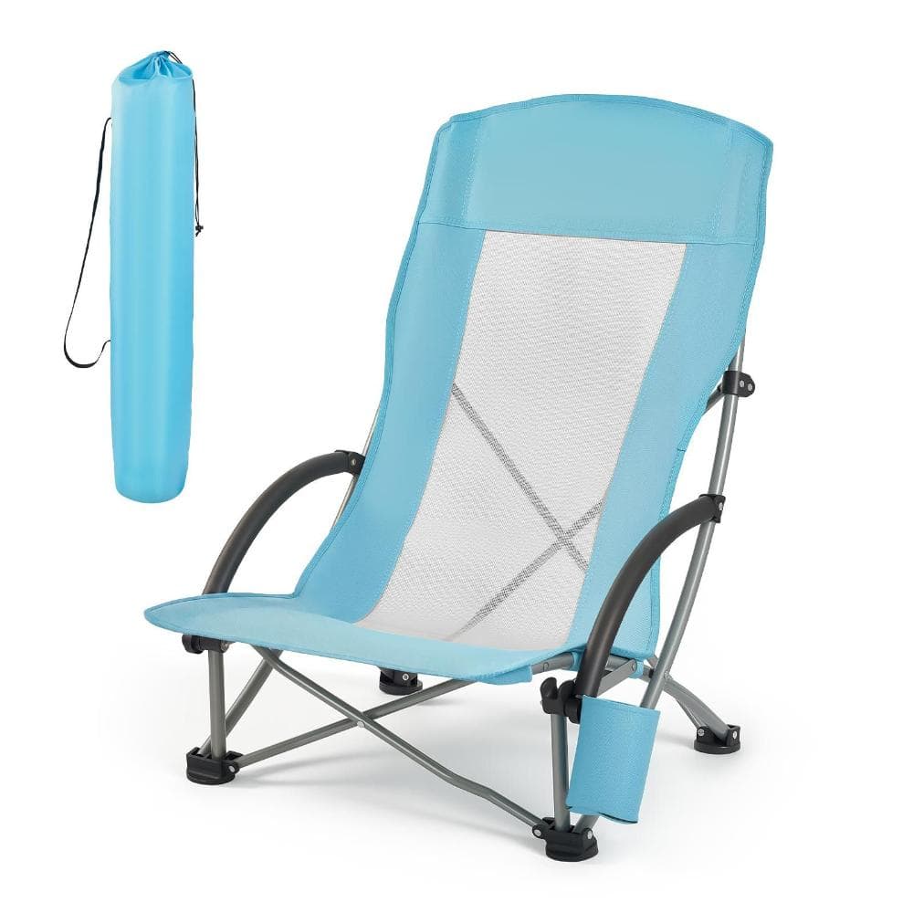 Light Blue High Back Wide Beach Chair, 330lbs Heavy Duty, Mesh Back, Cup Pocket & Carry Bag price history on PriceWatchPro