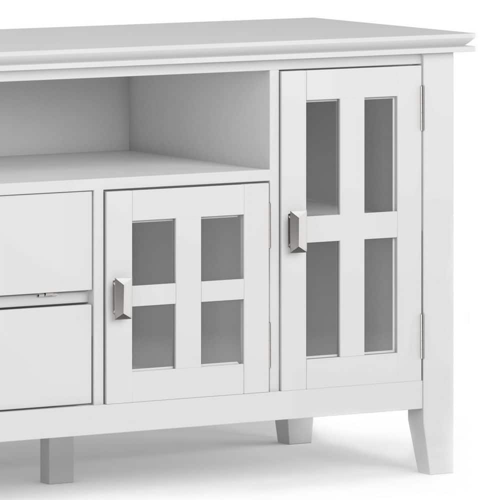 White Solid Wood 72 Inch TV Media Stand with Cabinets