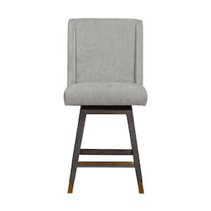 26 in. Gray and Brown High Back Wood Bar Chair with Upholstery Seat