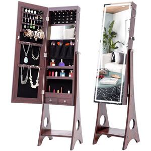 47.24 in. x 16.93 in. x 8.66 in. Bronze Fashion Simple Jewelry Storage Mirror Cabinet LED Lights, Living Room or Bedroom