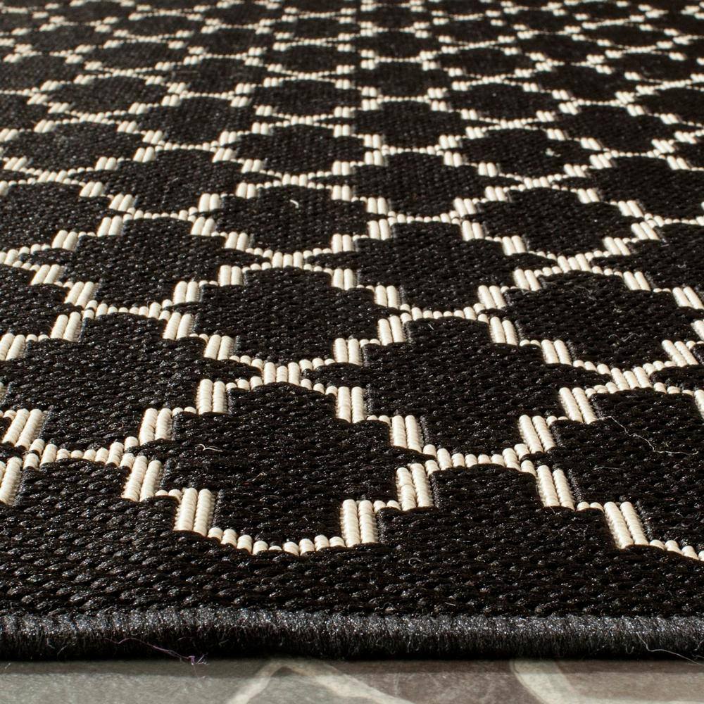 Black and Beige Square Synthetic Indoor/Outdoor Area Rug