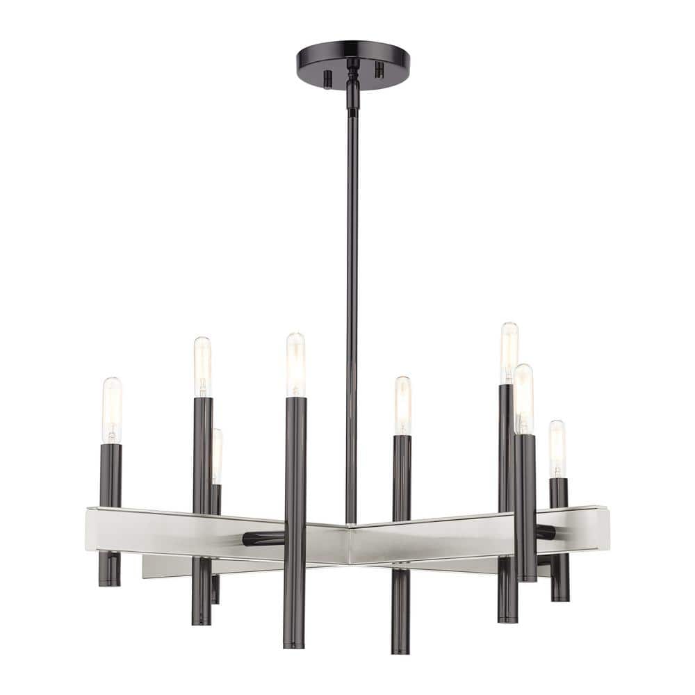 Denmark 8-Light Black Chrome Candelabra Chandelier