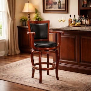 Jones 45 in. High Back Wood 29 in Barstool in Cherry