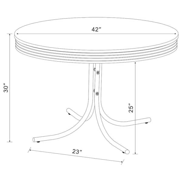 赤白　テーブル Coaster Retro 5-Piece Round White and Red Wood Top Dining Room