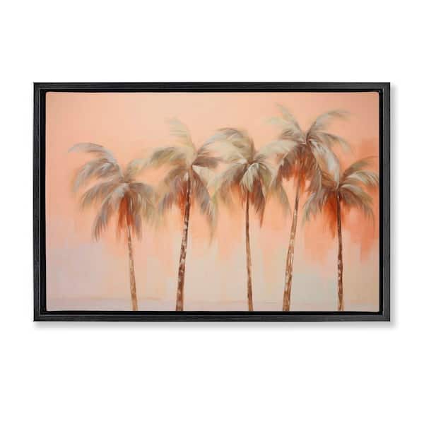 Stupell Industries Soft Palm Tree Lineup by Arlington Prints Black Floater Frame Nature Graphic Art Print 21 in. x 31 in.