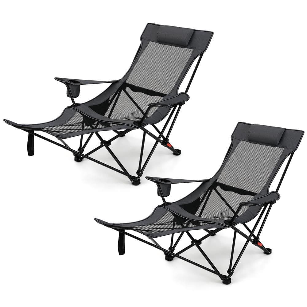 2-Pieces Reclining Camping Chair 2 in 1 Lying Chair w/Removable Footrest price history on PriceWatchPro