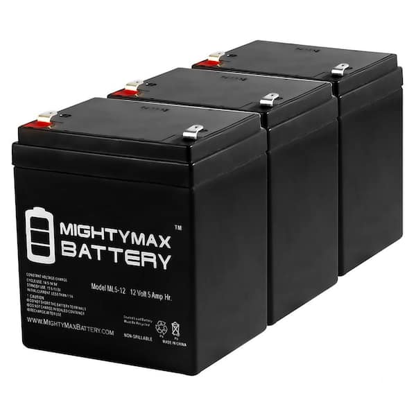 MIGHTY MAX BATTERY 12V 5Ah Replacement Battery compatible with Interstate Power Patrol SEC1055 - 3 Pack