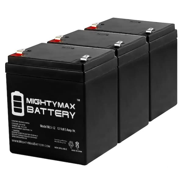 MIGHTY MAX BATTERY 12V 5AH Battery Replaces Liftmaster 485LM Evercharge Back-Up - 3 Pack