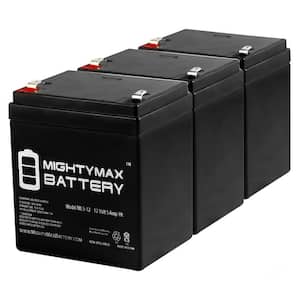 12-Volt 5 Ah SLA (Sealed Lead Acid) AGM Type Replacement Battery for Alarm/Security Systems (3-Pack)