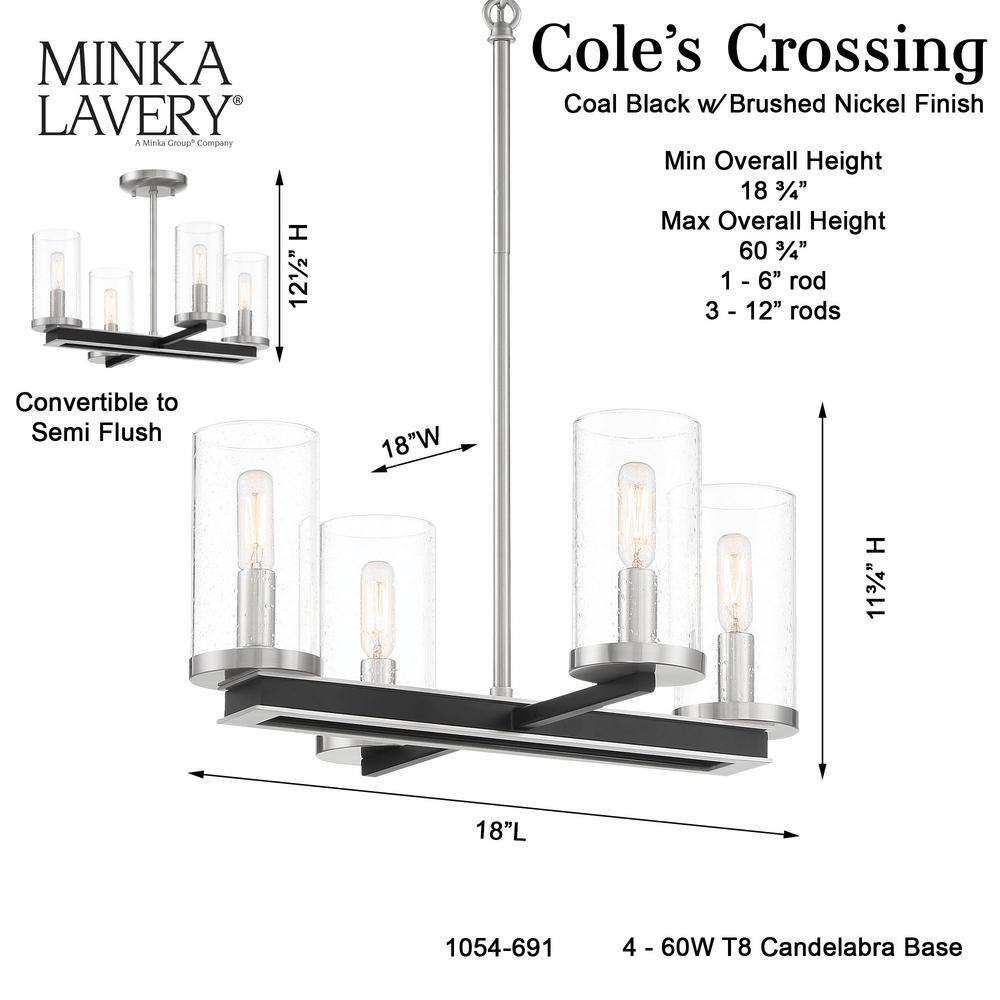 Contemporary Brushed Nickel 4-Light Glass Pendant
