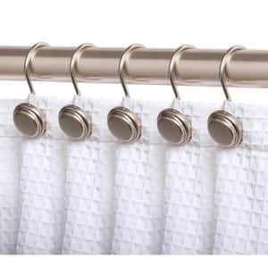 Shower Rings Hooks, Rust Resistant Shower Curtain Hooks Rings in Brushed Nickel Set of 12