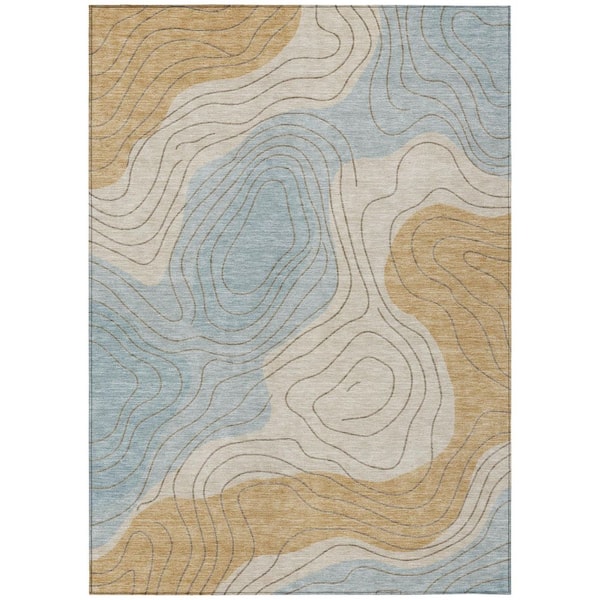 Chantille Machine Washable Indoor/Outdoor Abstract ACN3016 Spa 8 ft. x 10 ft. Area Rug