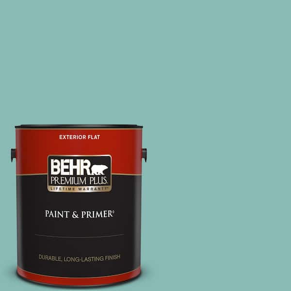 BEHR PREMIUM PLUS 1 gal. #T14-1 Ocean Liner Flat Exterior Paint & Primer