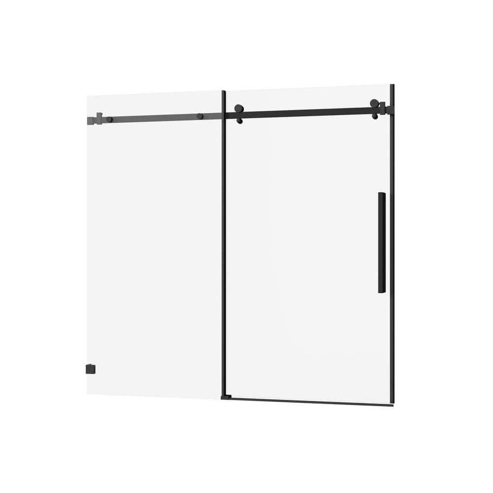 60 in. W x 58 in. H Sliding Tub Door in Matte Black with Clear Tempered Glass price history on PriceWatchPro