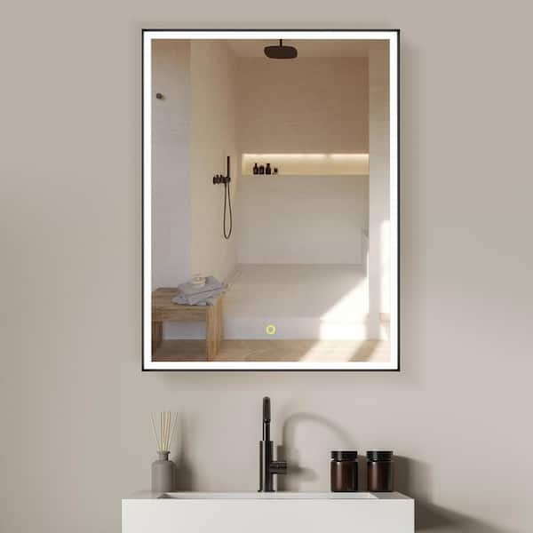Altair Fenice 24 in. W x 32 in. H Rectangular Aluminum Medicine Cabinet with Mirror
