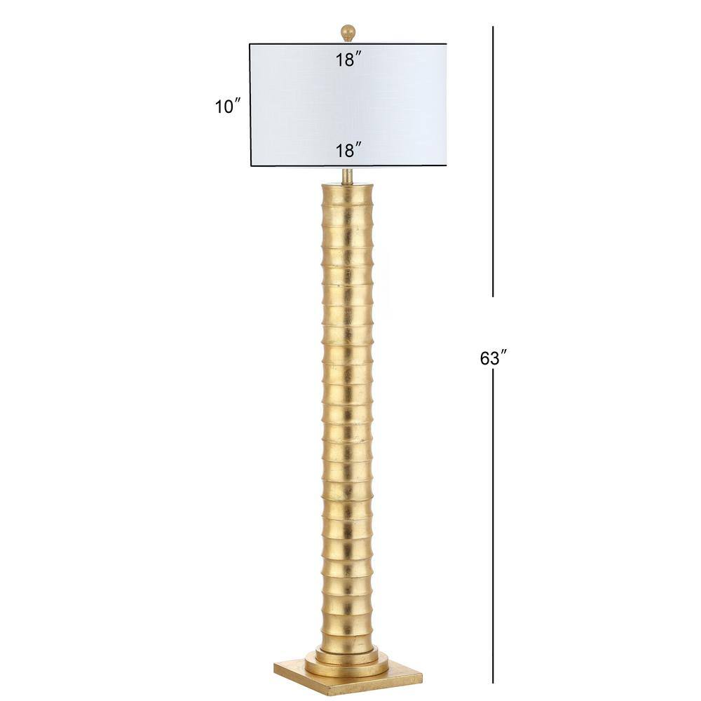 Serena 63" Gold Leaf Metal LED Floor Lamp with White Shade