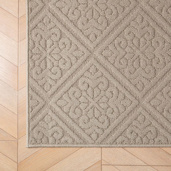 Austell Solid 2 ft. x 5 ft. Linen Geometric Runner Rug