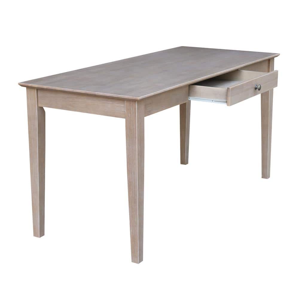 Transitional 60'' Washed Gray Taupe Home Office Desk with Drawer