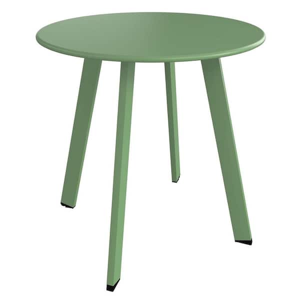 17.75 in. Round Steel Patio Coffee Table, End Side Table for Outdoor Indoor Balcony, Sage Green