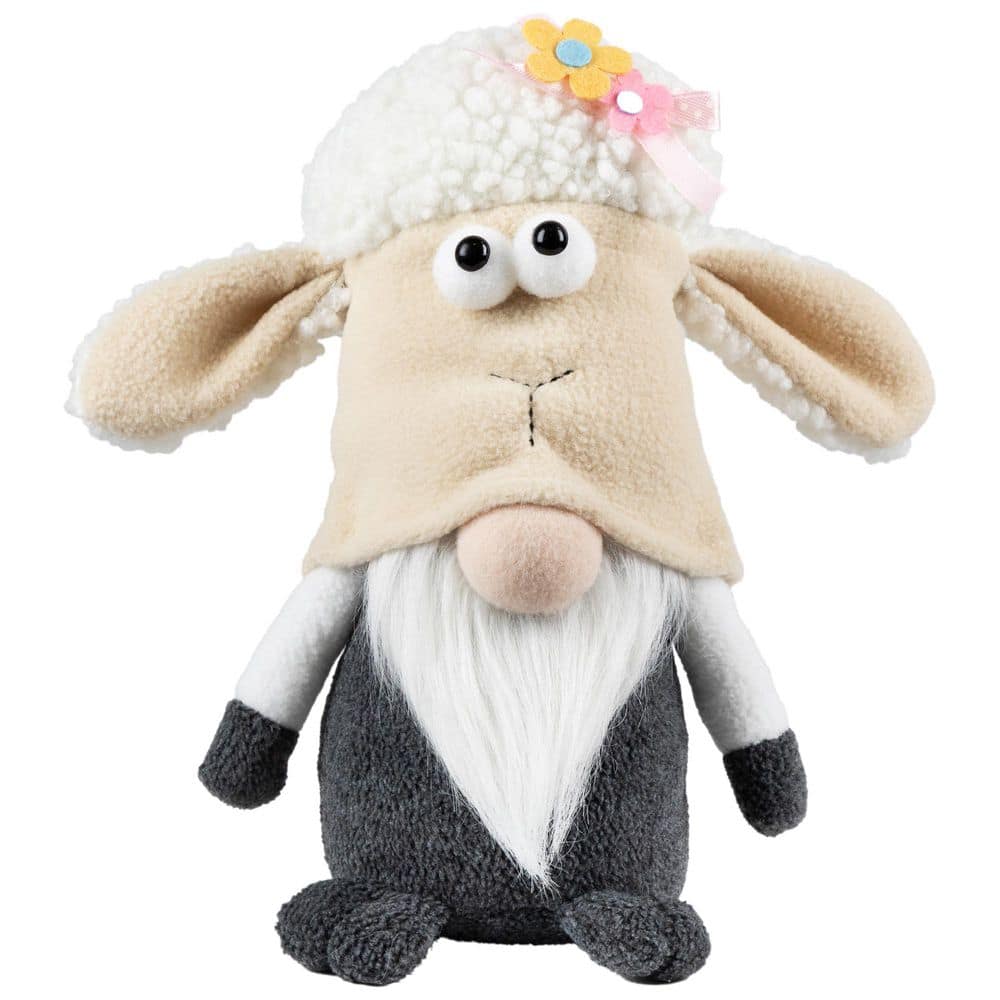 Plush Springtime Floral Sheep Gnome Easter Decoration-9 in.-Gray and White price history on PriceWatchPro