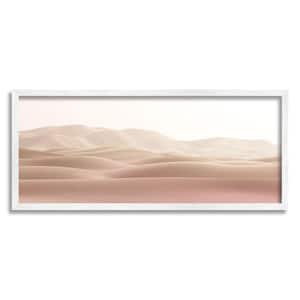 "Pink Sunburnt Sandy Dessert Distant Hills Landscape" by Kim Allen Framed Nature Wall Art Print 13 in. x 30 in.