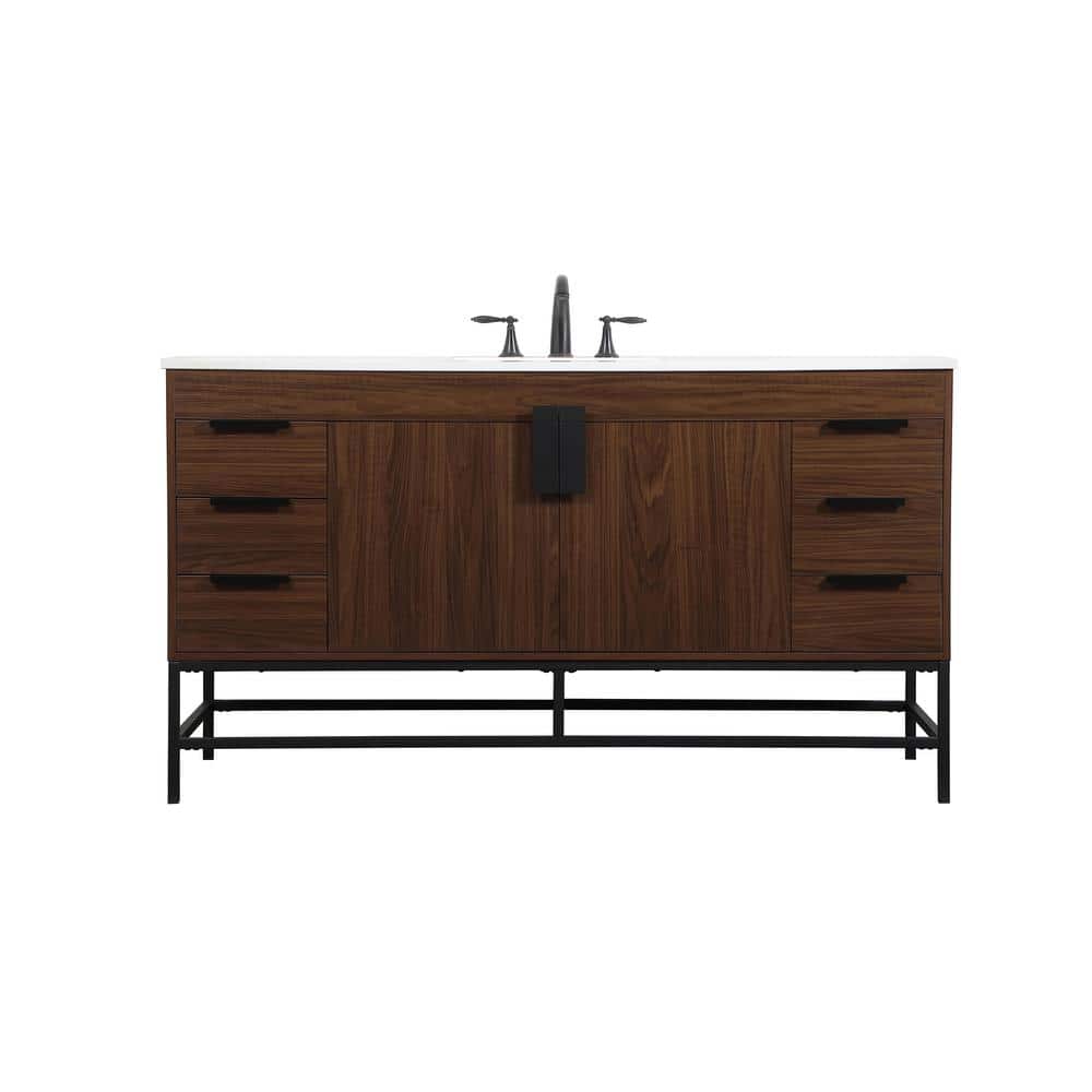Simply Living 60 in. W x 22 in. D x 33.5 in. H Bath Vanity in Walnut with I