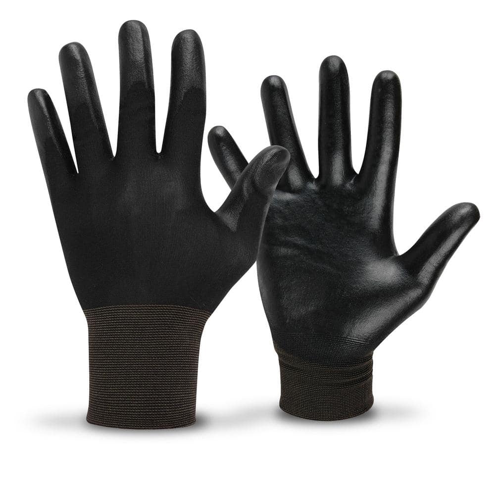 P‑Grip Ultra Thin Black Nylon/Polyurethane Gloves with Black PU Coating