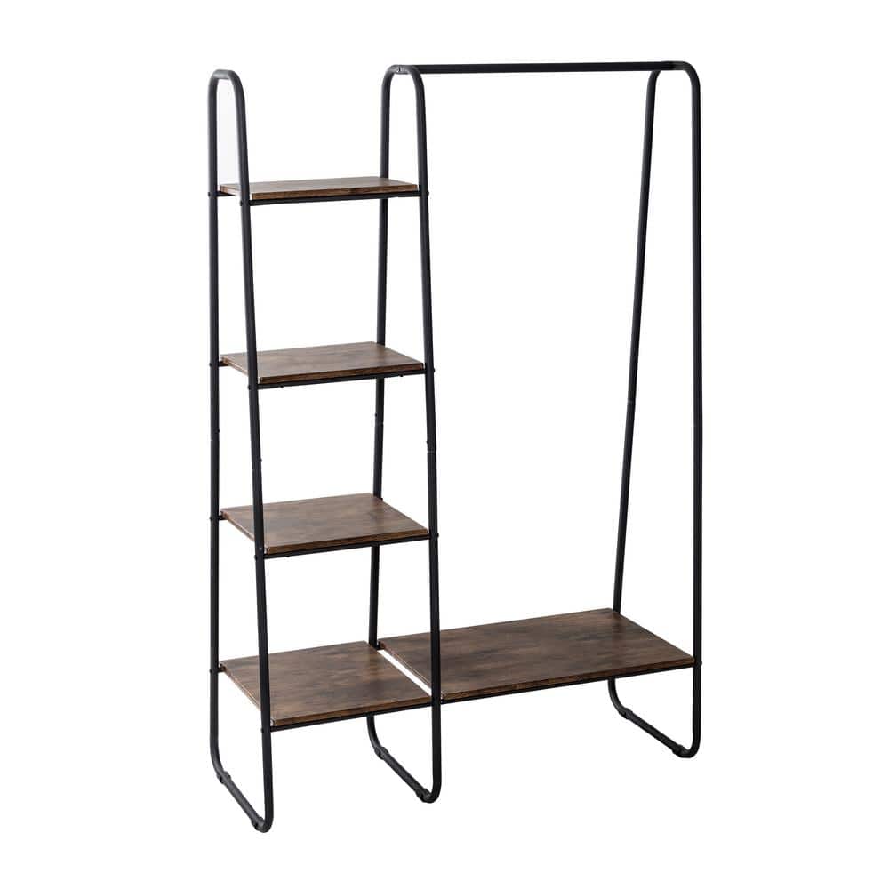 Honey-Can-Do Black/Natural Steel and MDF Clothes Rack 39.4 in. W x 59.6 ...