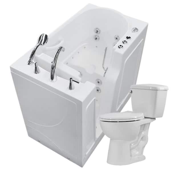 Universal Tubs HD Series 46 in. x 26 in. Left Drain Walk-in Combination Jetted Bathtub in White with 1.28 GPF Single Flush Toilet
