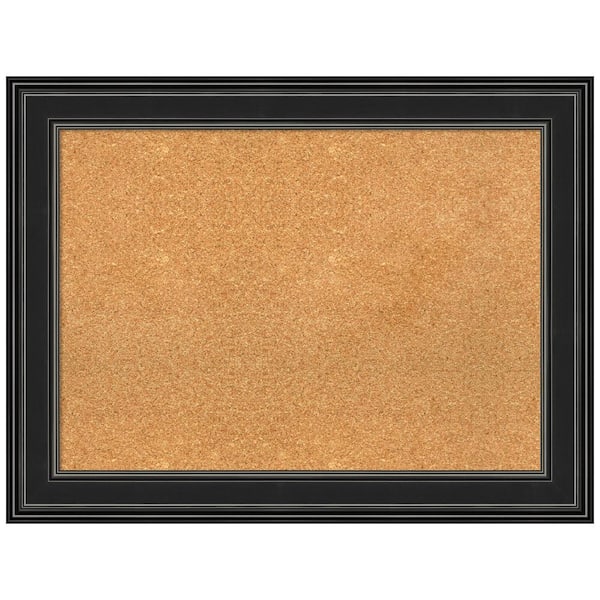 Amanti Art Ridge Black 33.50 in. x 25.50 in. Framed Corkboard Memo Board