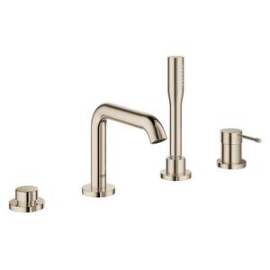 Essence 2-Handle Deck-Mount Roman Tub Faucet with Hand Shower in Polished Nickel