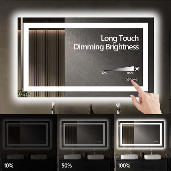 48 in. W x 32 in. H LED Lighted Wall Mirror, Smart Touch Dimmable