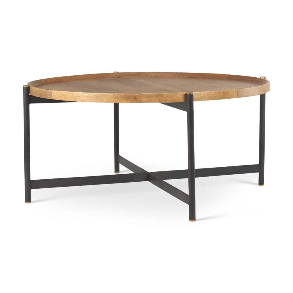 Marquisa Medium Brown Wood W/Black Metal Large Coffee Table price history on PriceWatchPro