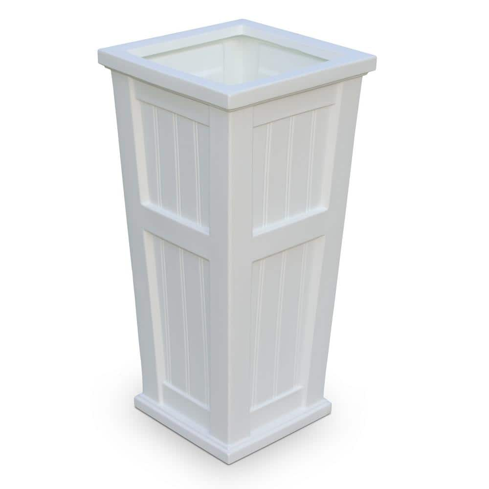 Mayne Cape Cod 32 in. Tall Self-Watering White Polyethylene Planter 4843-W  - The Home Depot