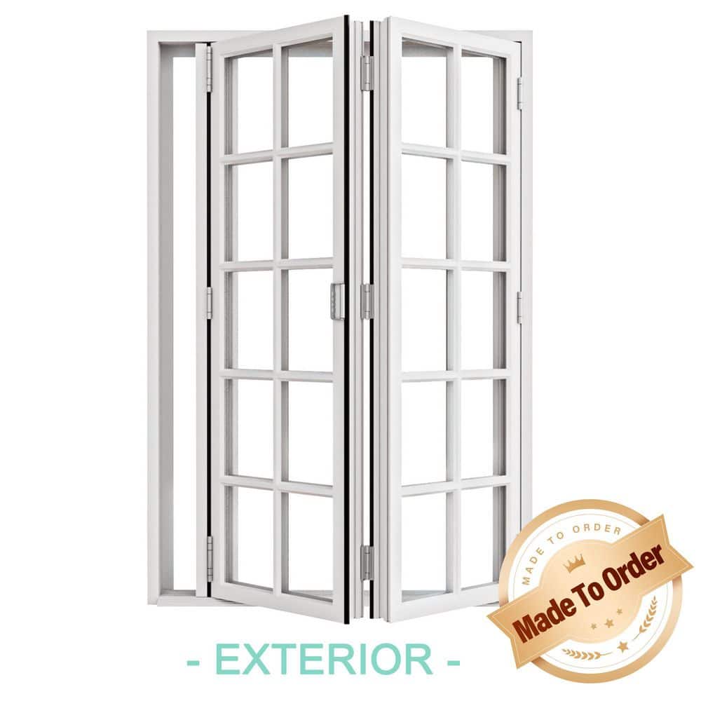 72 in. x 80 in. Right Swing/Outswing Double Tempered Glass White Aluminum Folding Patio Door price history on PriceWatchPro
