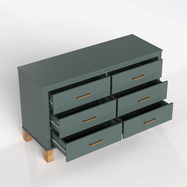 Seafuloy 47.24 in. W Light Green 6 Chest of Drawers Double Dresser/Storage  Cabinet with Metal Handles & Solid Wood Legs LAF-4555lgreen - The Home Depot