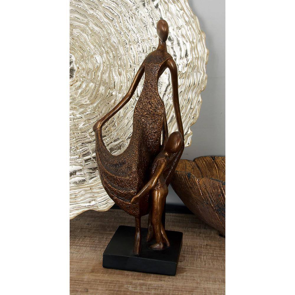 Bronze Family Sculpture with Textured Finish, 15" Tall