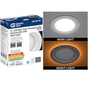 4 in. Canless Adjustable CCT Integrated LED Recessed Light Trim with Night Light 650 Lumens New Construction Remodel