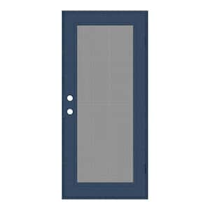 Full View 32 in. x 80 in. Left-Hand/Outswing Blue Aluminum Security Door with Meshtec Screen