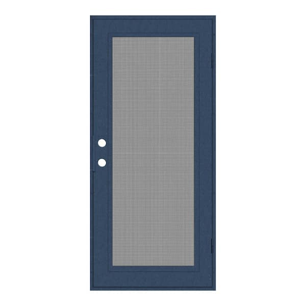 Unique Home Designs Full View 36 in. x 80 in. Left-Hand/Outswing Blue Aluminum Security Door with Meshtec Screen