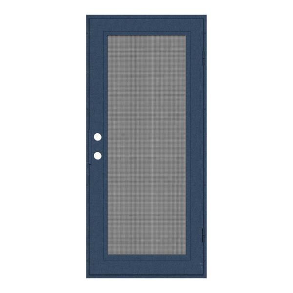 Unique Home Designs Full View 36 in. x 80 in. Left-Hand/Outswing Blue Aluminum Security Door with Meshtec Screen