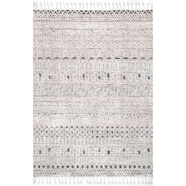 Talula Soft Textured Tassel Area Beige 3 ft. x 5 ft. Indoor Area Rug