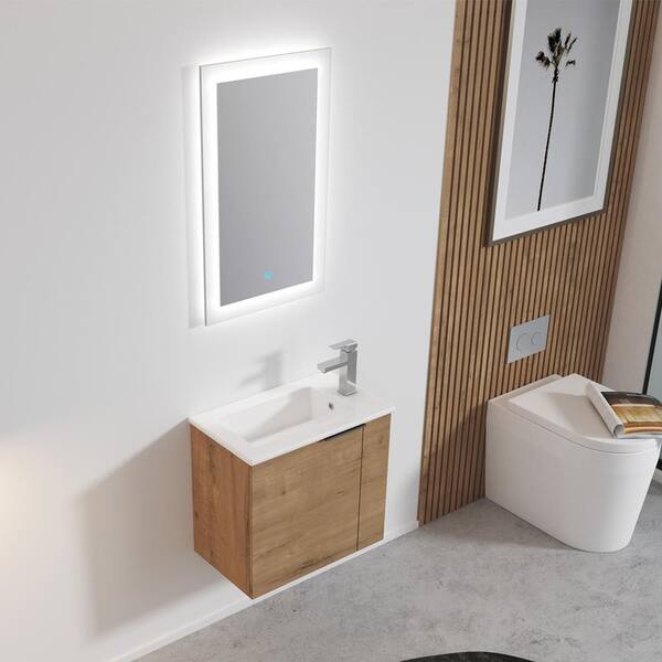 Miniyam 22 inch Bathroom Vanity Sink Combo for Small Space, Wall Mounted Cabinet Set, White, Size: 22 inch x 13 inch