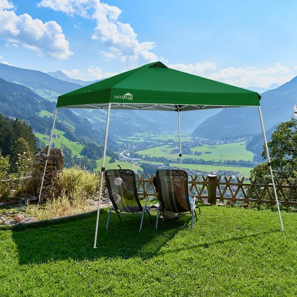 EAGLE PEAK 11 ft. W x 11 ft. D Slant Leg Pop Up Canopy Tent Instant Outdoor Canopy Easy Single Person Set-Up in Green