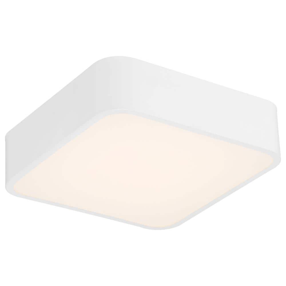 Granada Sleek White Glass 12" LED Flush Mount Ceiling Light