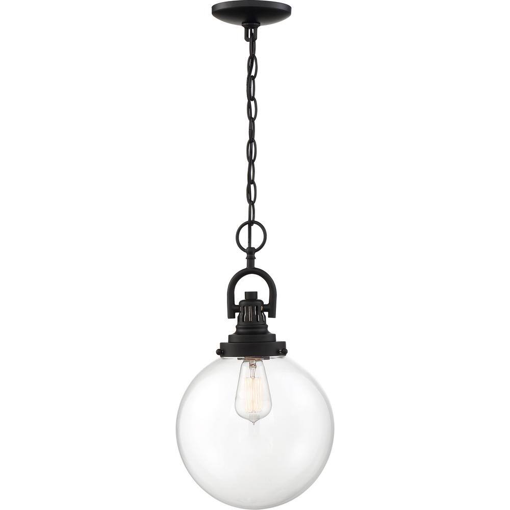 Aged Bronze Glass Globe Pendant Light with Adjustable Chain