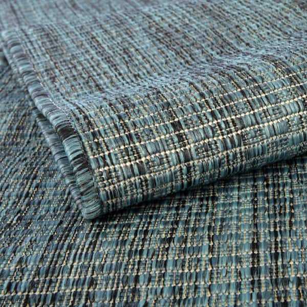 Outdoor Solid Teal 13 ft. Round Indoor/Outdoor Area Rug