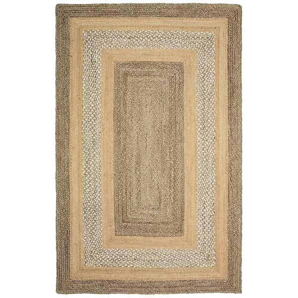 LR Home Akira Rustic Modern Gray/Natural Rectangle 7 ft. 9 in. x 9 ft. 9 in. Jute Border Indoor Area Rug