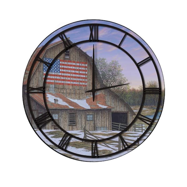 Unbranded "Enduring Legacy Barn" Full Coverage Art and Black Numbers Imaged Wall Clock